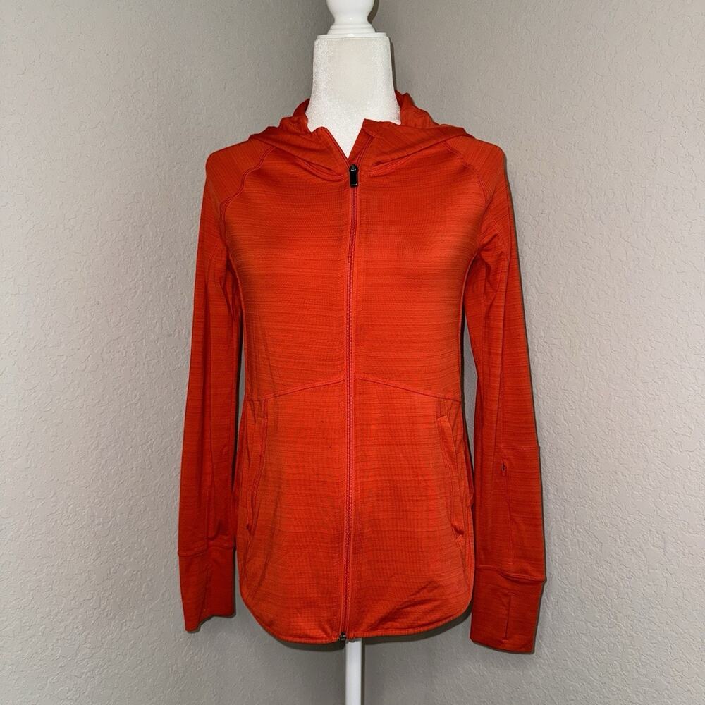 Athleta Pacifica Baja Jacket On Fire Orange Full Zip Hoodie Size XS Activewear
